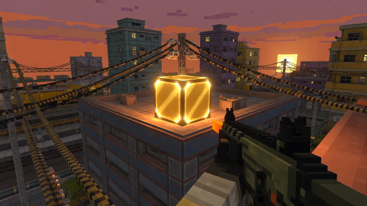 First-person zicht op de golden voxel