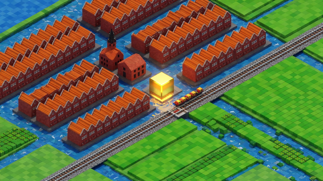 Isometrische voxel-kaart van Nederland