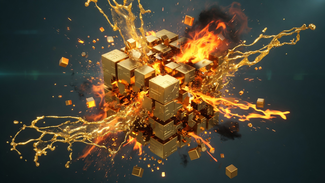 Exploderende golden voxel